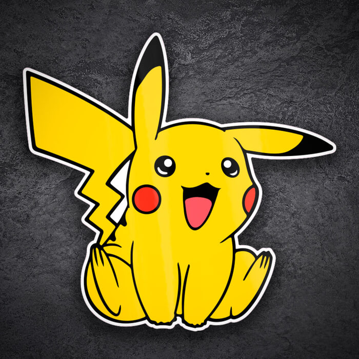 Car & Motorbike Stickers: Pikachu sitting happy Pokémon