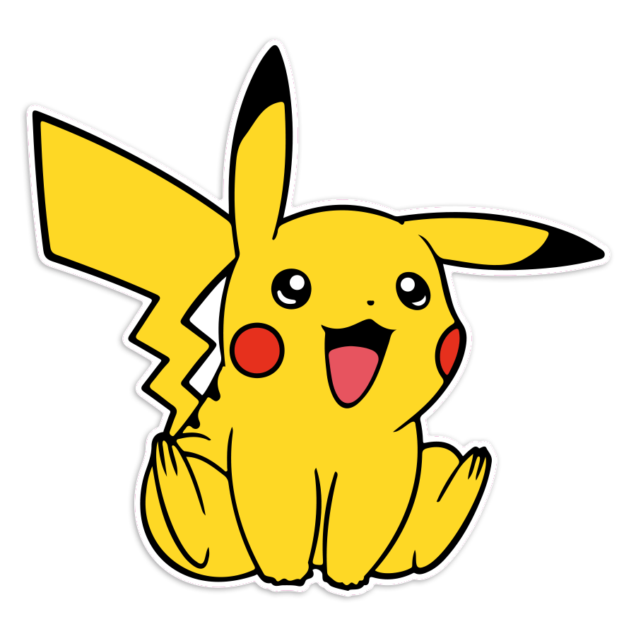 Car & Motorbike Stickers: Pikachu sitting happy Pokémon