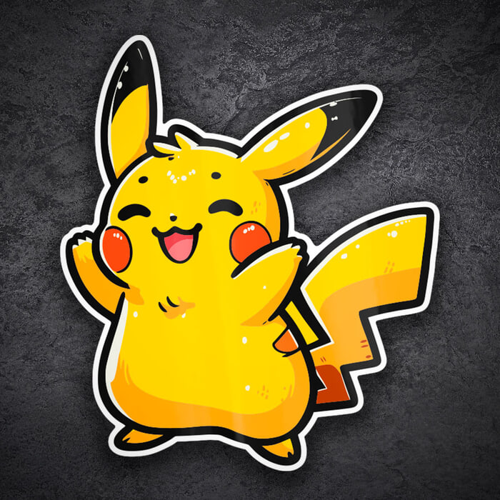 Car & Motorbike Stickers: Pikachu happy chibi Pokémon