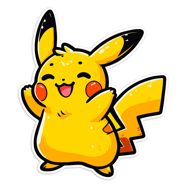 Car & Motorbike Stickers: Pikachu happy chibi Pokémon