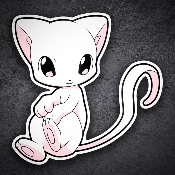 Car & Motorbike Stickers: Mew sitting kawaii Pokémon