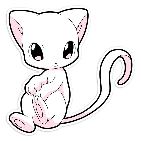 Car & Motorbike Stickers: Mew sitting kawaii Pokémon