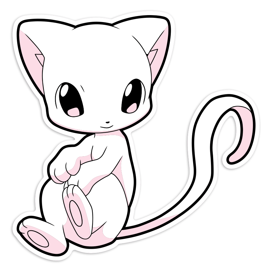 Car & Motorbike Stickers: Mew sitting kawaii Pokémon