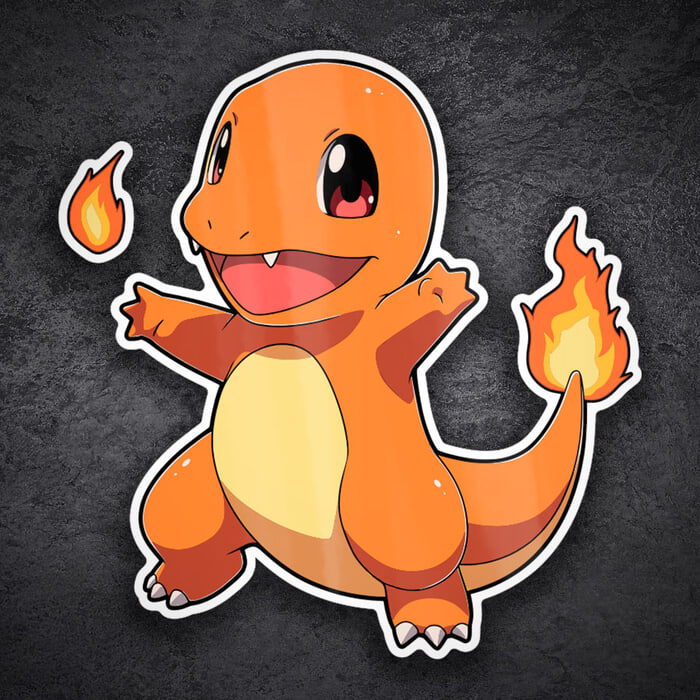 Car & Motorbike Stickers: Charmander happy fire Pokémon
