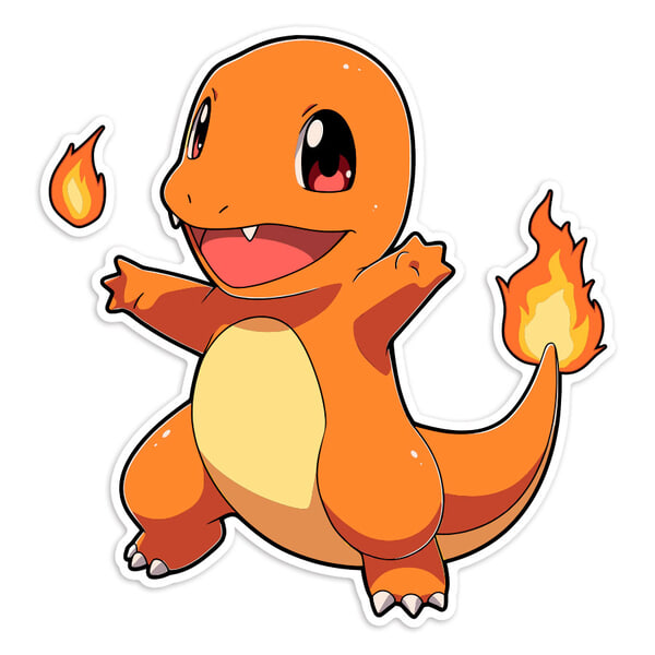Car & Motorbike Stickers: Charmander happy fire Pokémon