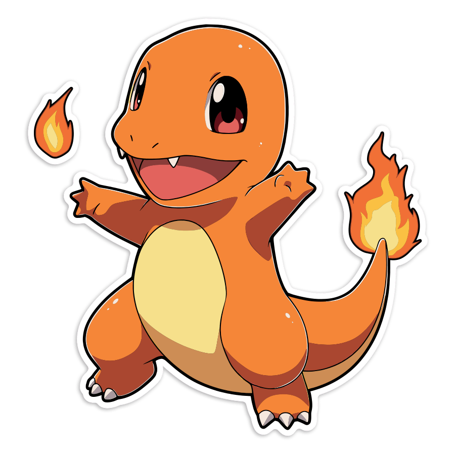 Car & Motorbike Stickers: Charmander happy fire Pokémon