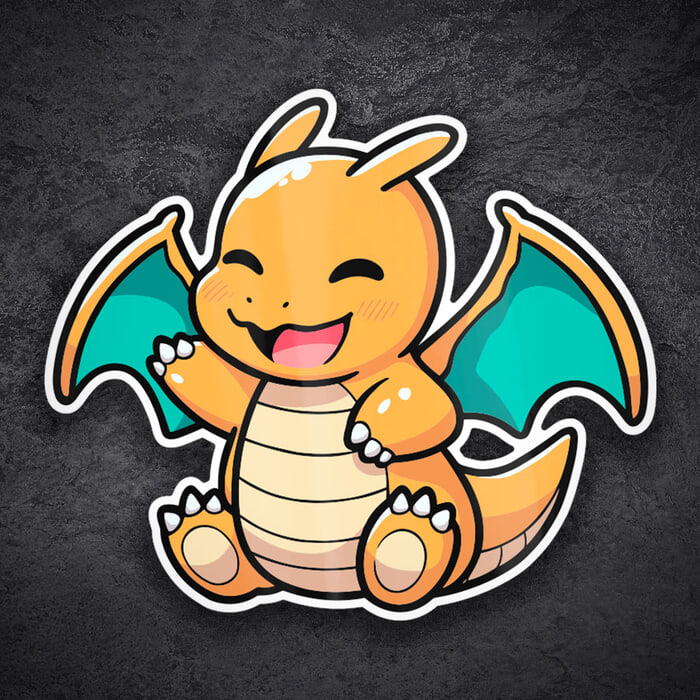 Car & Motorbike Stickers: Dragonite happy chibi Pokémon