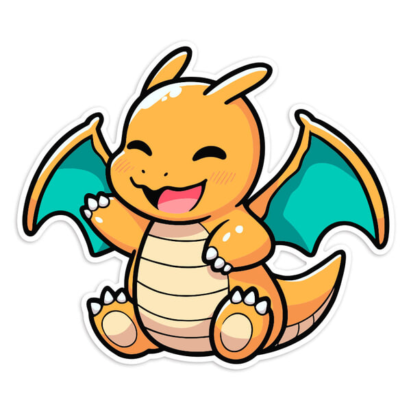 Car & Motorbike Stickers: Dragonite happy chibi Pokémon