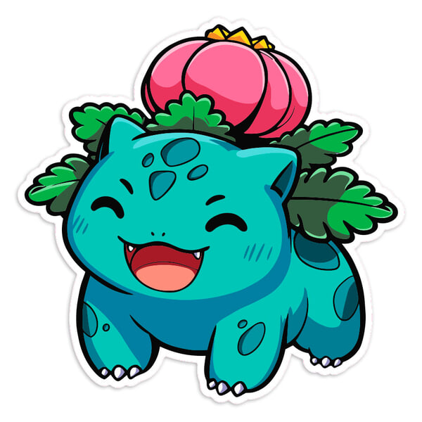 Car & Motorbike Stickers: Ivysaur smiling chibi Pokémon
