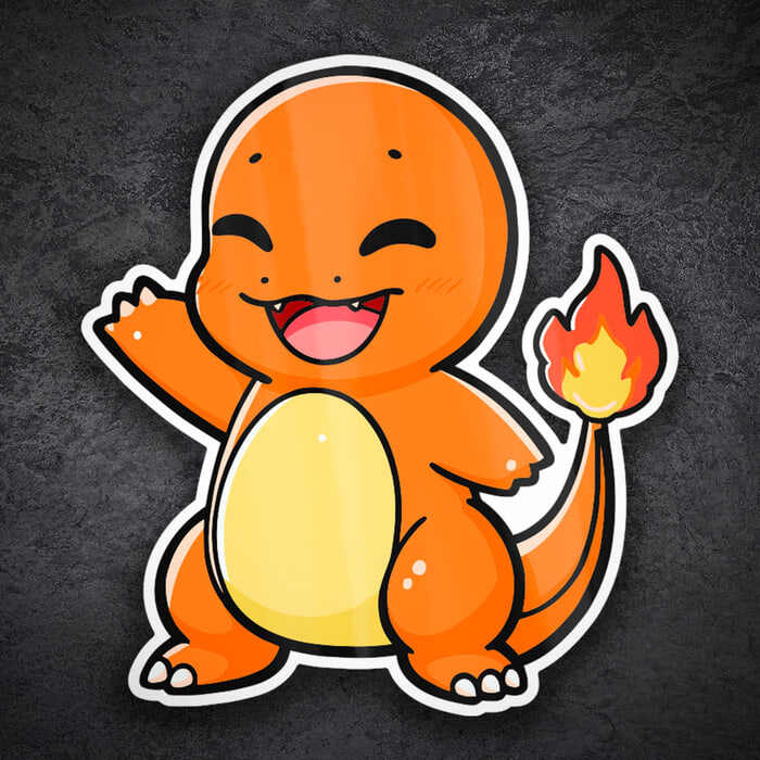 Car & Motorbike Stickers: Charmander smiling chibi Pokémon