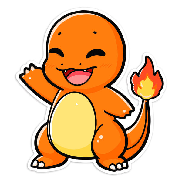 Car & Motorbike Stickers: Charmander smiling chibi Pokémon