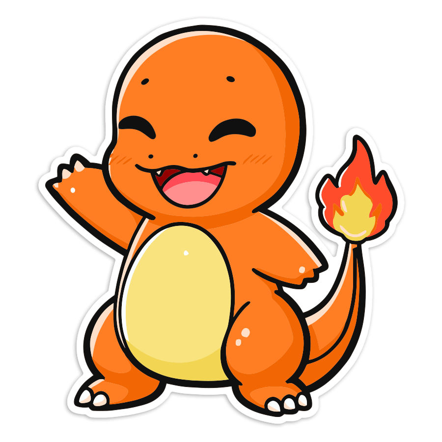 Car & Motorbike Stickers: Charmander smiling chibi Pokémon