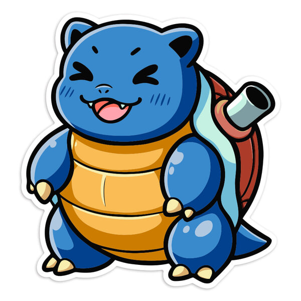 Car & Motorbike Stickers: Blastoise happy chibi Pokémon
