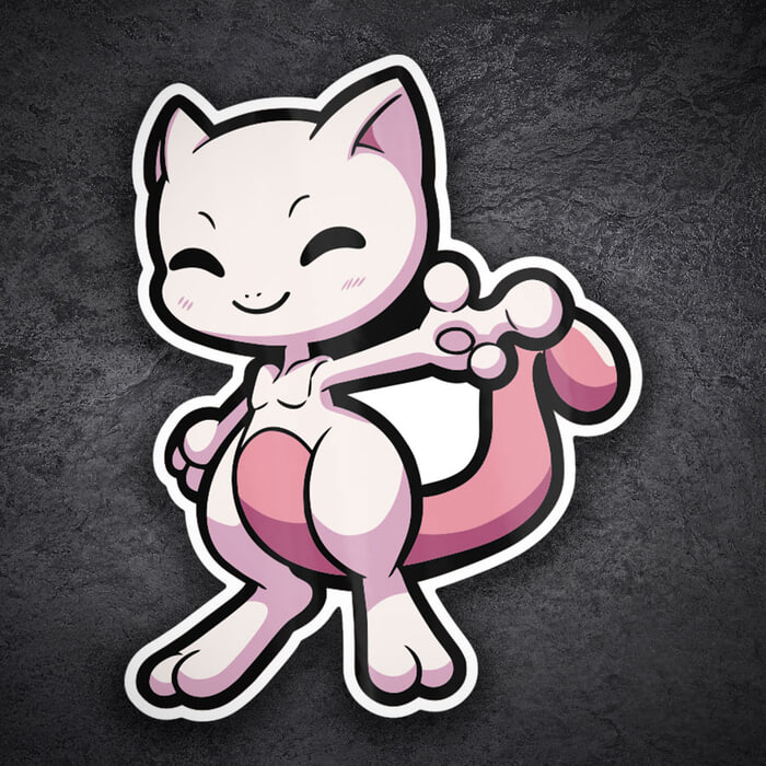 Car & Motorbike Stickers: Mewtwo Chibi Pokémon