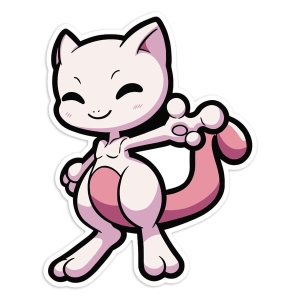 Car & Motorbike Stickers: Mewtwo Chibi Pokémon