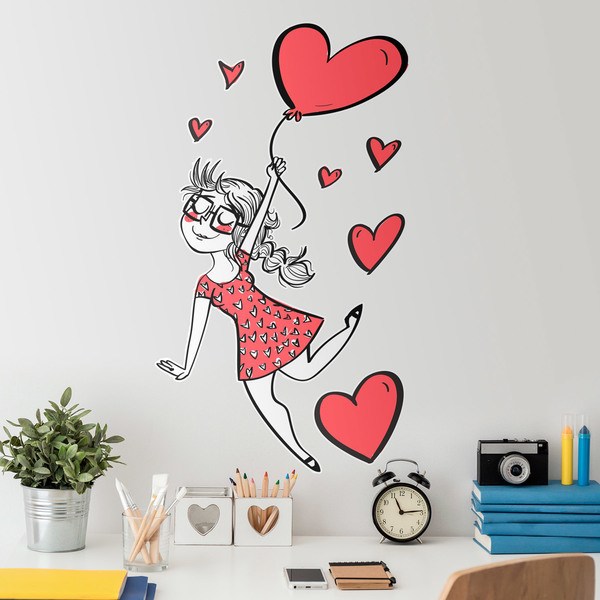 Stickers for Kids: Girl in love and hearts