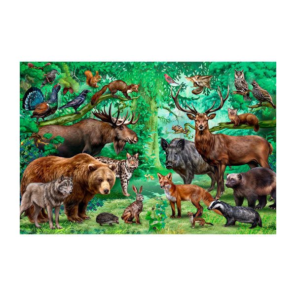 Adhesive Poster Forest Animals 