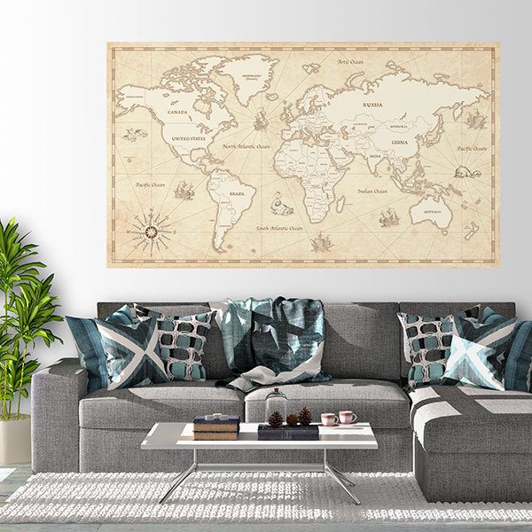 Wall Stickers: Adhesive poster Ancient pirate world map