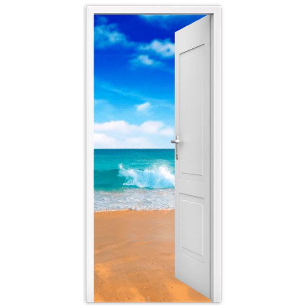 Wall Stickers: Open door beach and blue sky