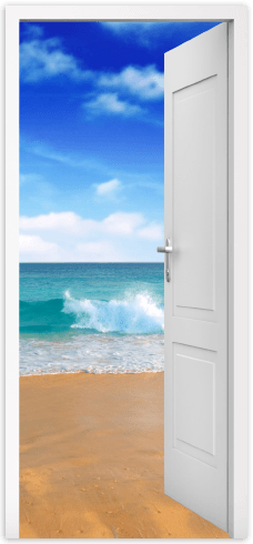 Wall Stickers: Open door beach and blue sky