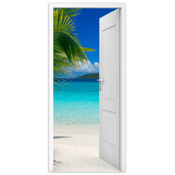 Wall Stickers: Open door palm and beach