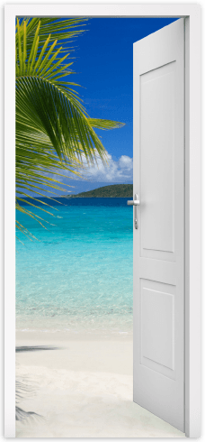 Wall Stickers: Open door palm and beach