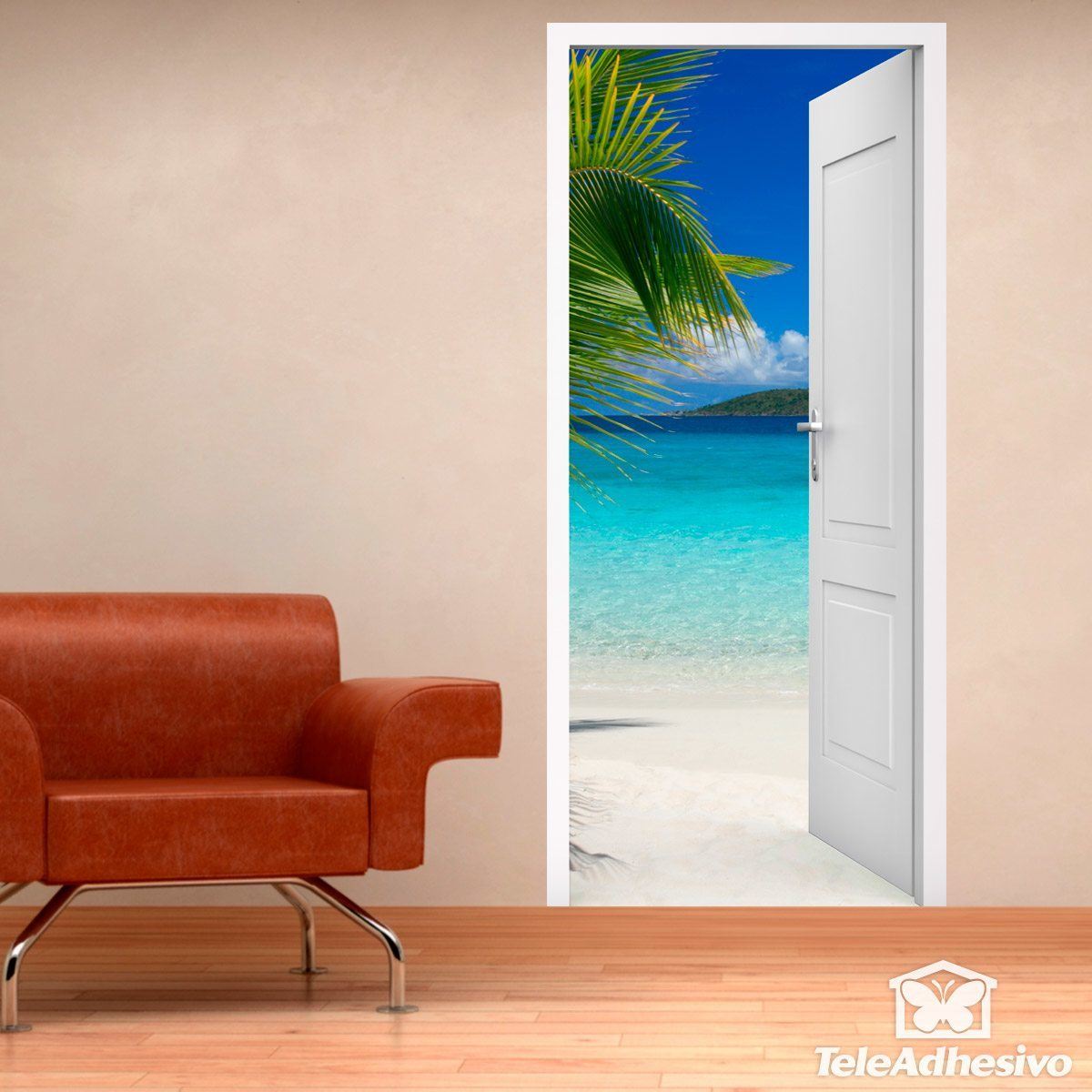 Wall Stickers: Open door palm and beach