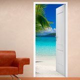 Wall Stickers: Open door palm and beach 3
