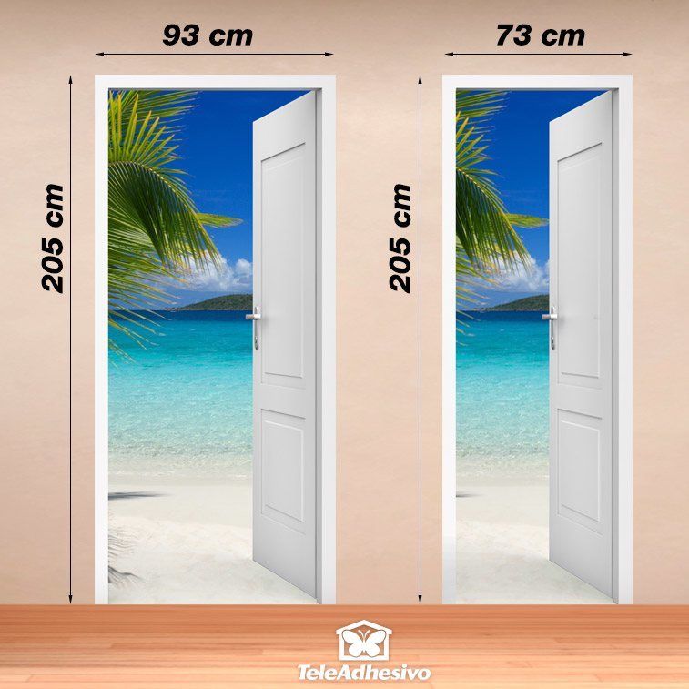 Wall Stickers: Open door palm and beach