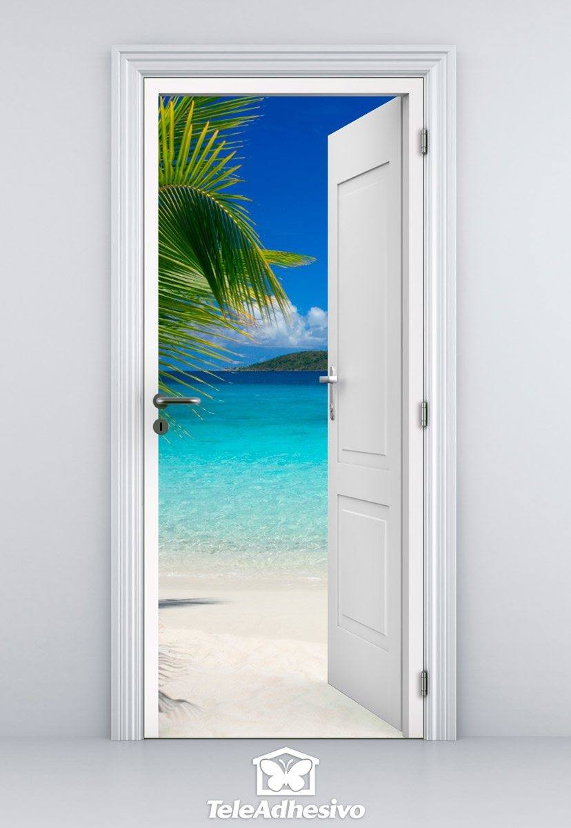 Wall Stickers: Open door palm and beach