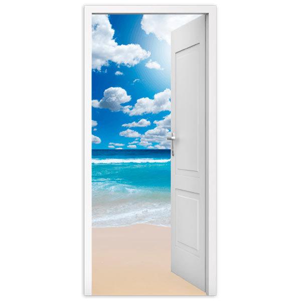 Wall Stickers: Open door to the beach and clouds