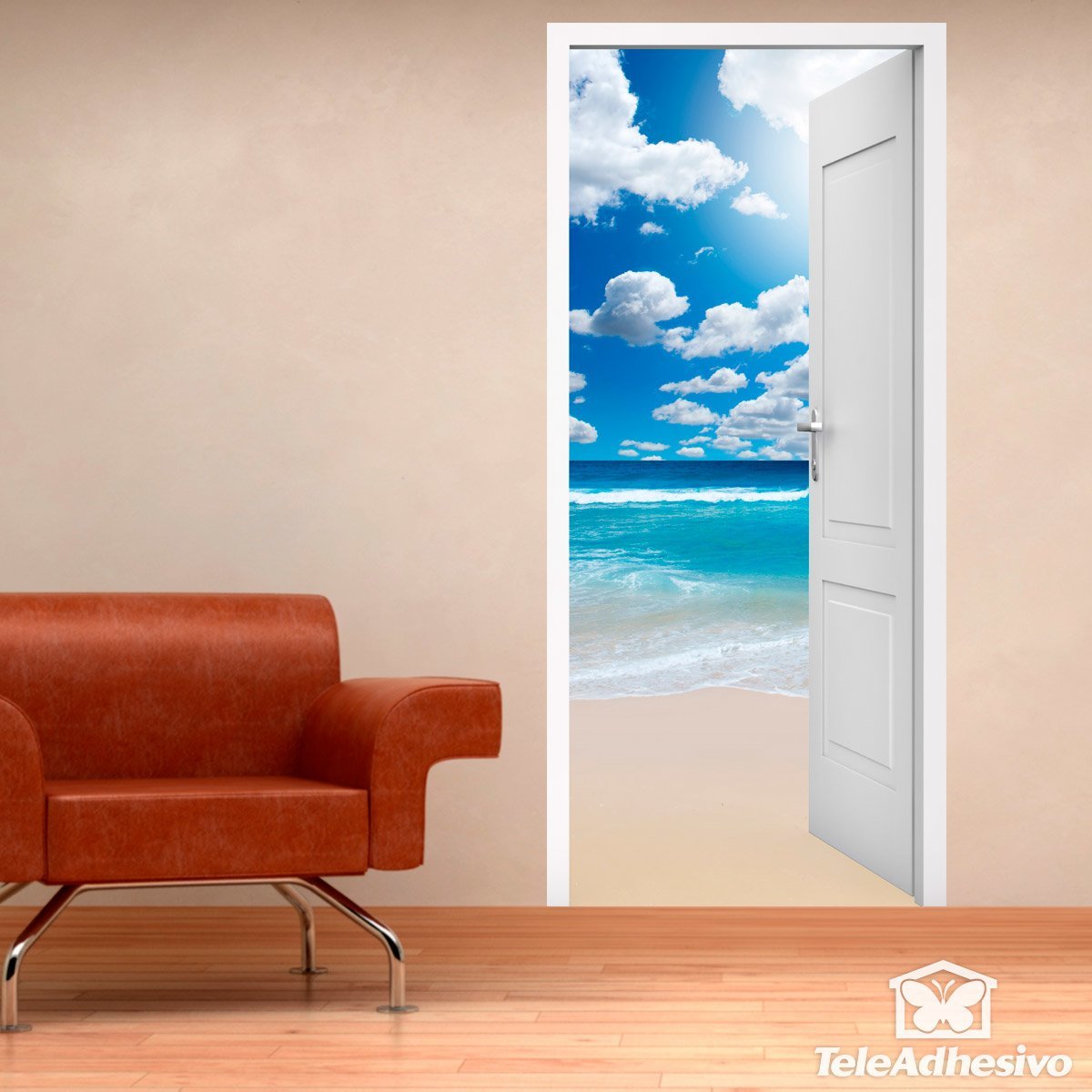 Wall Stickers: Open door to the beach and clouds