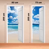 Wall Stickers: Open door to the beach and clouds 4