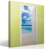Wall Stickers: Open door to the beach and clouds 7