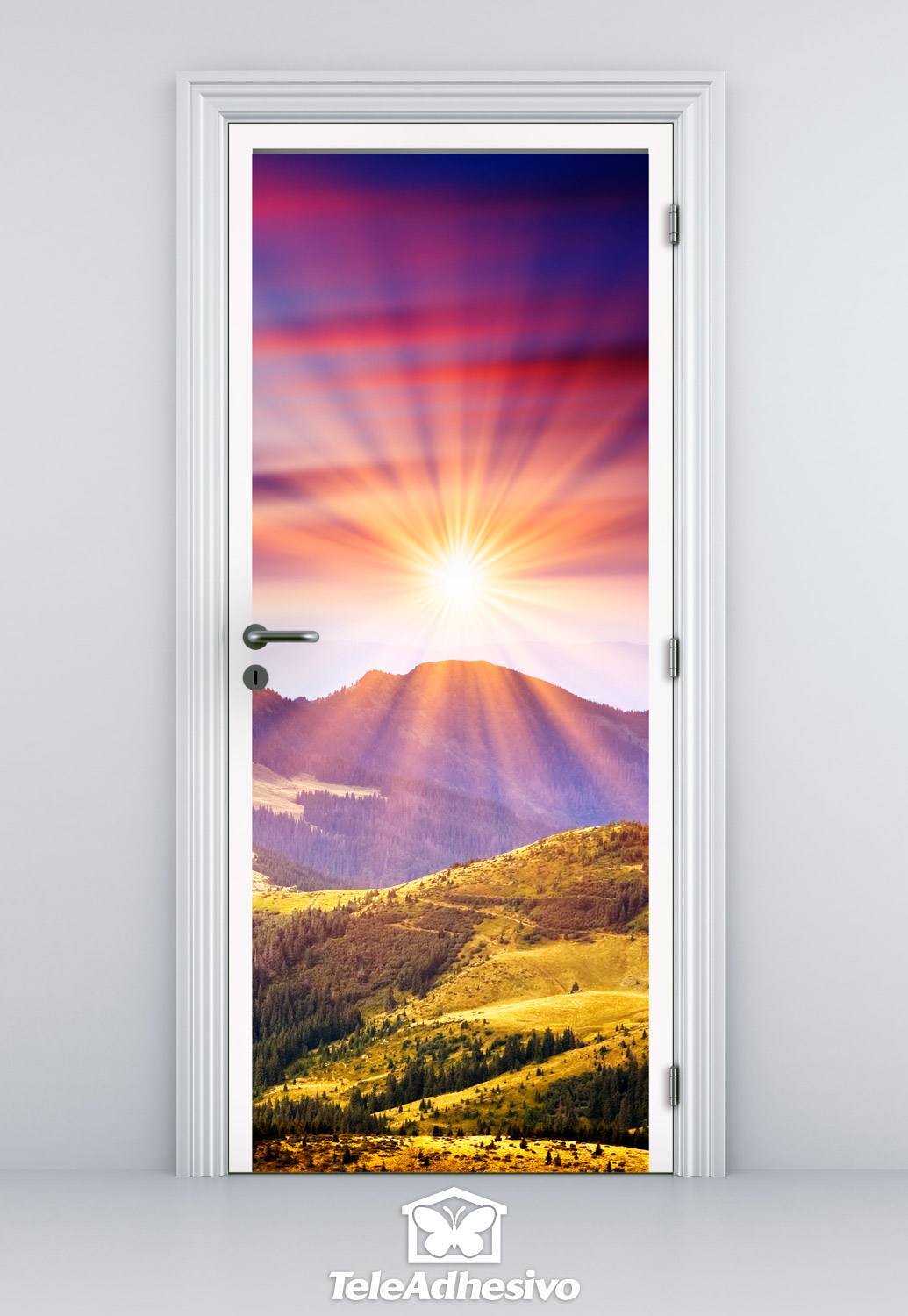 Wall Stickers: Door mountain and sunset