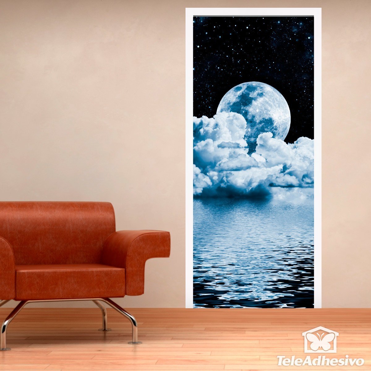 Wall Stickers: Door Moon Over Sea