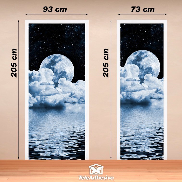 Wall Stickers: Door Moon Over Sea