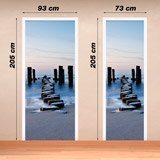 Wall Stickers: Door log bridge on the beach 4