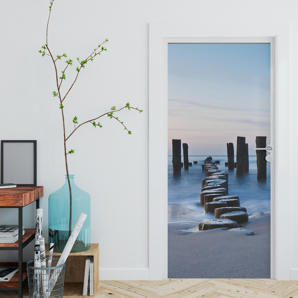 Wall Stickers: Door log bridge on the beach