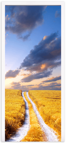 Wall Stickers: Door road and wheat field
