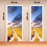 Wall Stickers: Door road and wheat field 4