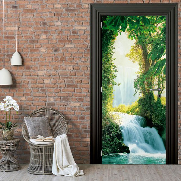 Wall Stickers: Door Stickers Waterfall in the Forest