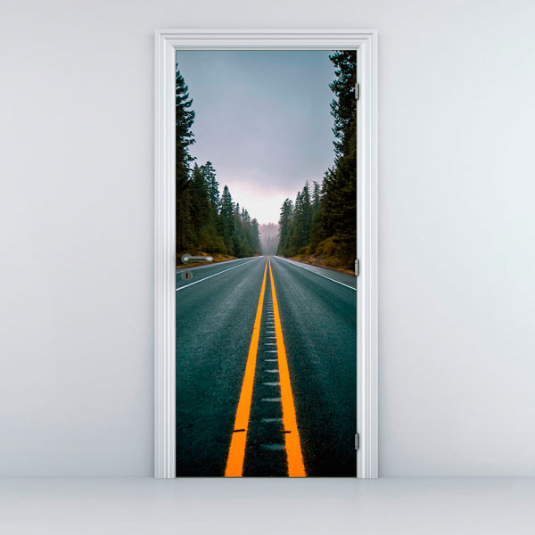 Wall Stickers: Door Highway between Pines