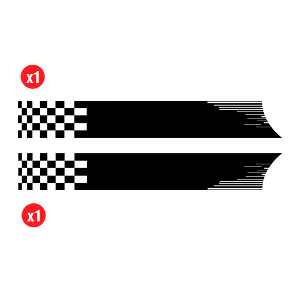 Car & Motorbike Stickers: Lateral Vinyl 2x Set Racing Flags