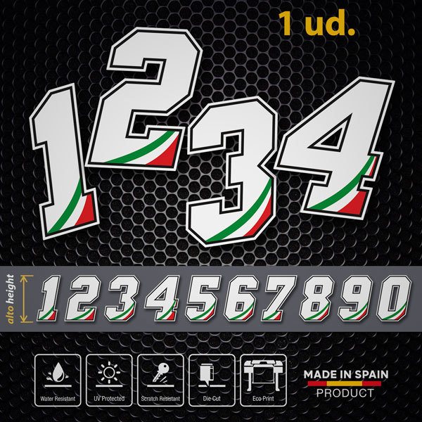 Car & Motorbike Stickers: Numbers Italy 1