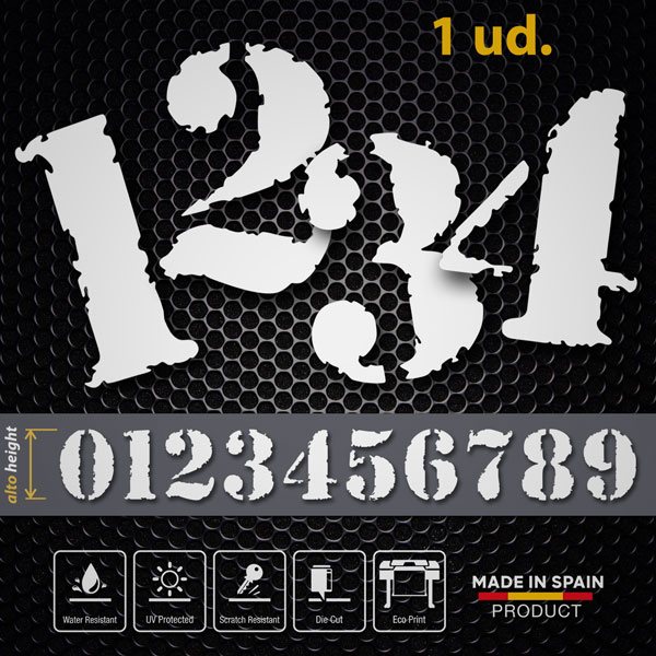 Car & Motorbike Stickers: Numbers Stencil Scratch