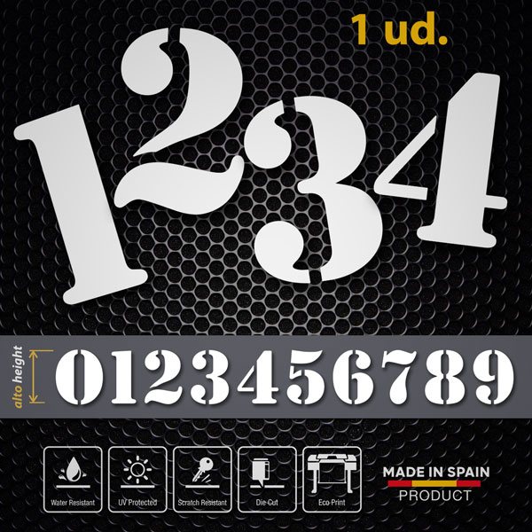 Car & Motorbike Stickers: Numbers old stencil
