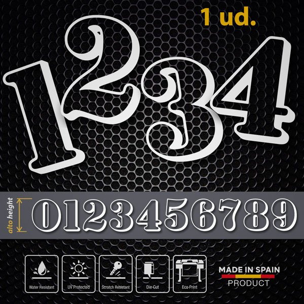Car & Motorbike Stickers: Numbers old stencil border