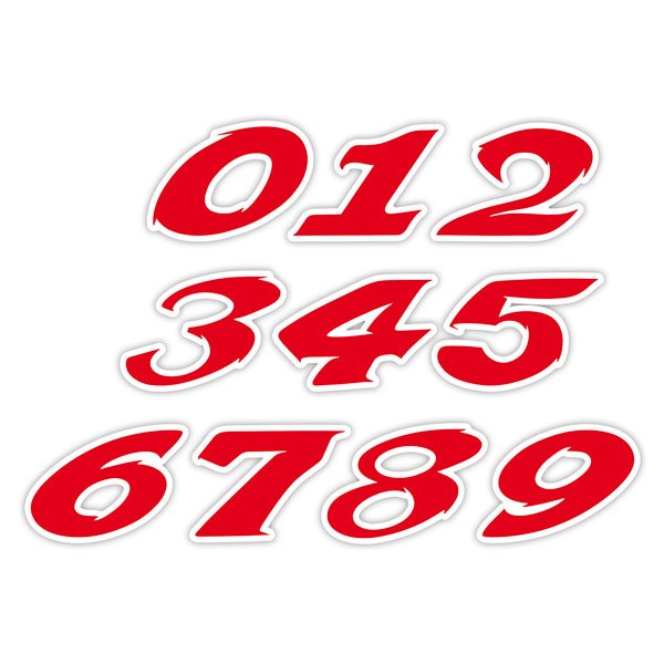 Car & Motorbike Stickers: Numbers speed red