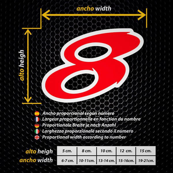 Car & Motorbike Stickers: Numbers speed red